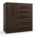 Ver imagem 2 de Cômoda para Quarto 1 Porta 5 Gavetas Advantage Marrom/Capuccino Wood