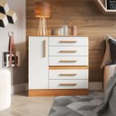Ver imagem 1 de Cômoda para Quarto 1 Porta 5 Gavetas Advantage Marrom/Freijó/Off-White