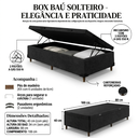 Ver imagem 3 de Cama Box Baú Solteiro Suede Preto 88x188x40cm com Pistão a Gás e Pés de Madeira