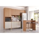 Ver imagem 1 de Cozinha Modulada 05 Peças 09 Portas 02 Gavetas com Bancada Gourmet Divina Freijó Off White Mgm