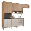Ver imagem 4 de Cozinha Modulada 05 Peças 09 Portas 02 Gavetas com Bancada Gourmet Divina Freijó Off White Mgm