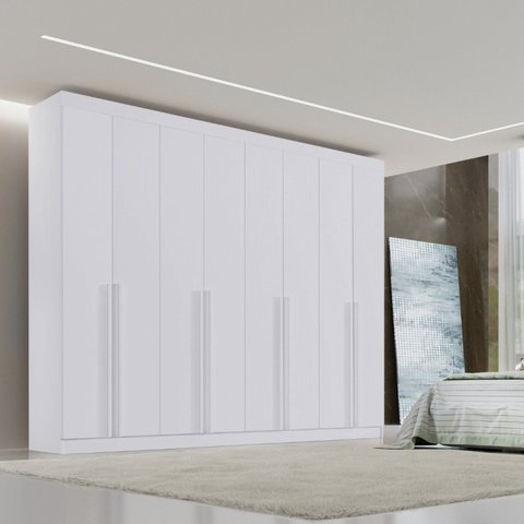 Guarda-Roupa Casal 100% MDF 8 Portas 8 Gavetas Império Branco