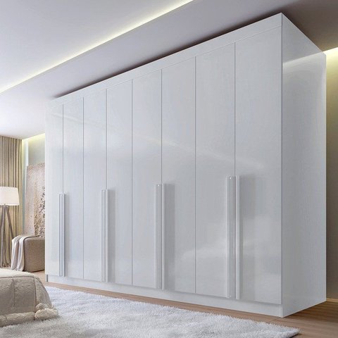 Guarda-Roupa Casal 100% MDF 8 Portas 8 Gavetas Império Branco