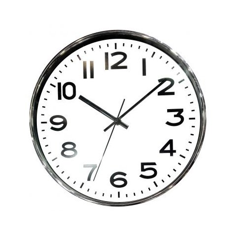 Relogio de Parede de Plastico Cromado e Branco 35cm X 4cm Btc Decor Relógio