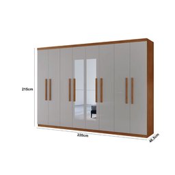Guarda Roupa Casal Hera Premium com Espelho 8 Portas e 4 Gavetas Moderna - 3