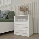 Ver imagem 1 de Mesa de Cabeceira 2 Gavetas Ripado Yescasa Branco