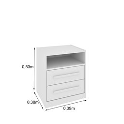 Mesa de Cabeceira 2 Gavetas Ripado Yescasa Branco - 3 Mesa de Cabeceira 2 Gavetas Ripado Yescasa Branco - 3