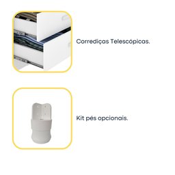 Mesa de Cabeceira 2 Gavetas Ripado Yescasa Branco - 6 Mesa de Cabeceira 2 Gavetas Ripado Yescasa Branco - 6