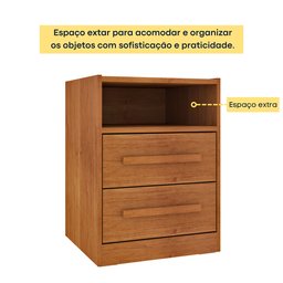 Mesa de Cabeceira 2 Gavetas Ripado Espresso Móveis - 5