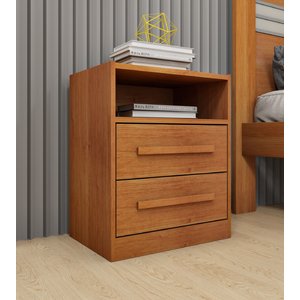 Mesa de Cabeceira 2 Gavetas Ripado Espresso Móveis