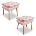 Ver imagem 1 de Kit 2 Puffs Decorativo Opala Suede Rosa Bebê Pés Palito Sky Mobile