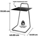 Ver imagem 4 de Mesa de Canto Anm0111m Anima Office Tampo de Vidro Quadrado Cor Preto Base de Aço Cromado