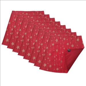 Jogo Americano Luxo Estrela Cadente Vermelho Dupla face 8 UN