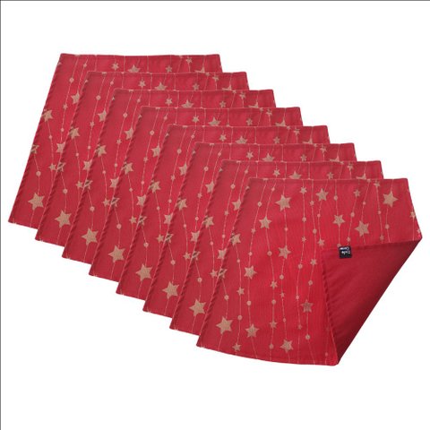 Jogo Americano Luxo Estrela Cadente Vermelho Dupla face 8 UN