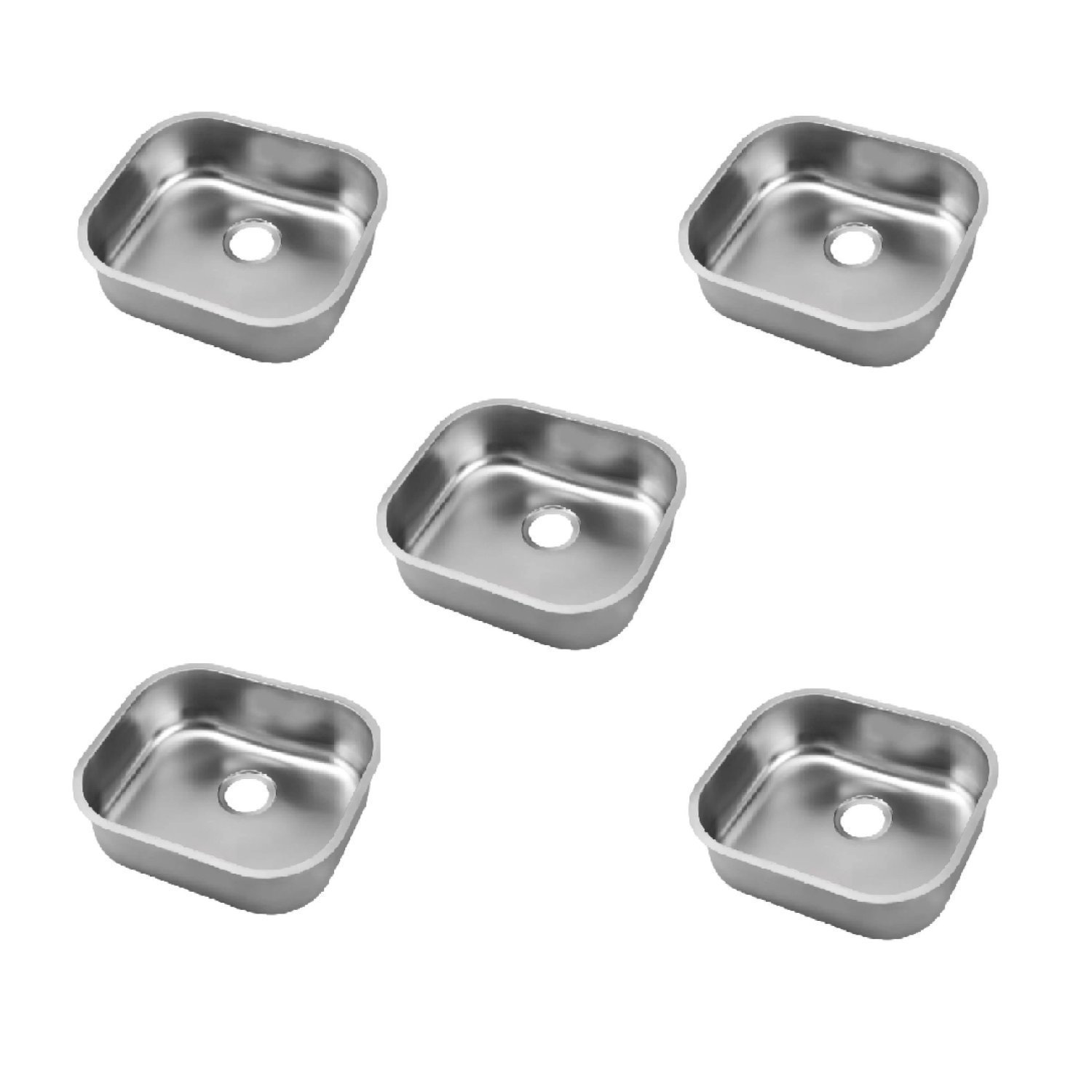 Cuba Inox de Embutir 40x34x12 sem Polimento Riva - 5 Peças na Embalagem - 1