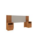 Ver imagem 3 de Cabeceira Box Casal com 4 Gavetas Ripado Yescasa Marrom Cinamomo/Off White