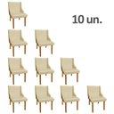 Ver imagem 1 de Kit 10 Cadeiras De Jantar Liz Corino Bege Pés Palito Castanho D'rossi