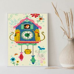 Quadro Decorativo Infantil Relógio cuco 33x24cm:madeira Branca - 1