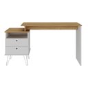Ver imagem 3 de Escrivaninha Mesa Escritório com Regulagem Estilo Plus 2 Gavetas 143,5cm Olmo e Branco Artany