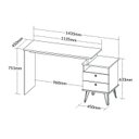 Ver imagem 4 de Escrivaninha Mesa Escritório com Regulagem Estilo Plus 2 Gavetas 143,5cm Olmo E Branco