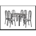 Ver imagem 2 de Conjunto Mesa Tubular com 6 Cadeiras Atenas Prata/Tubos Martelado/Estofados Fundo Branco/Flo