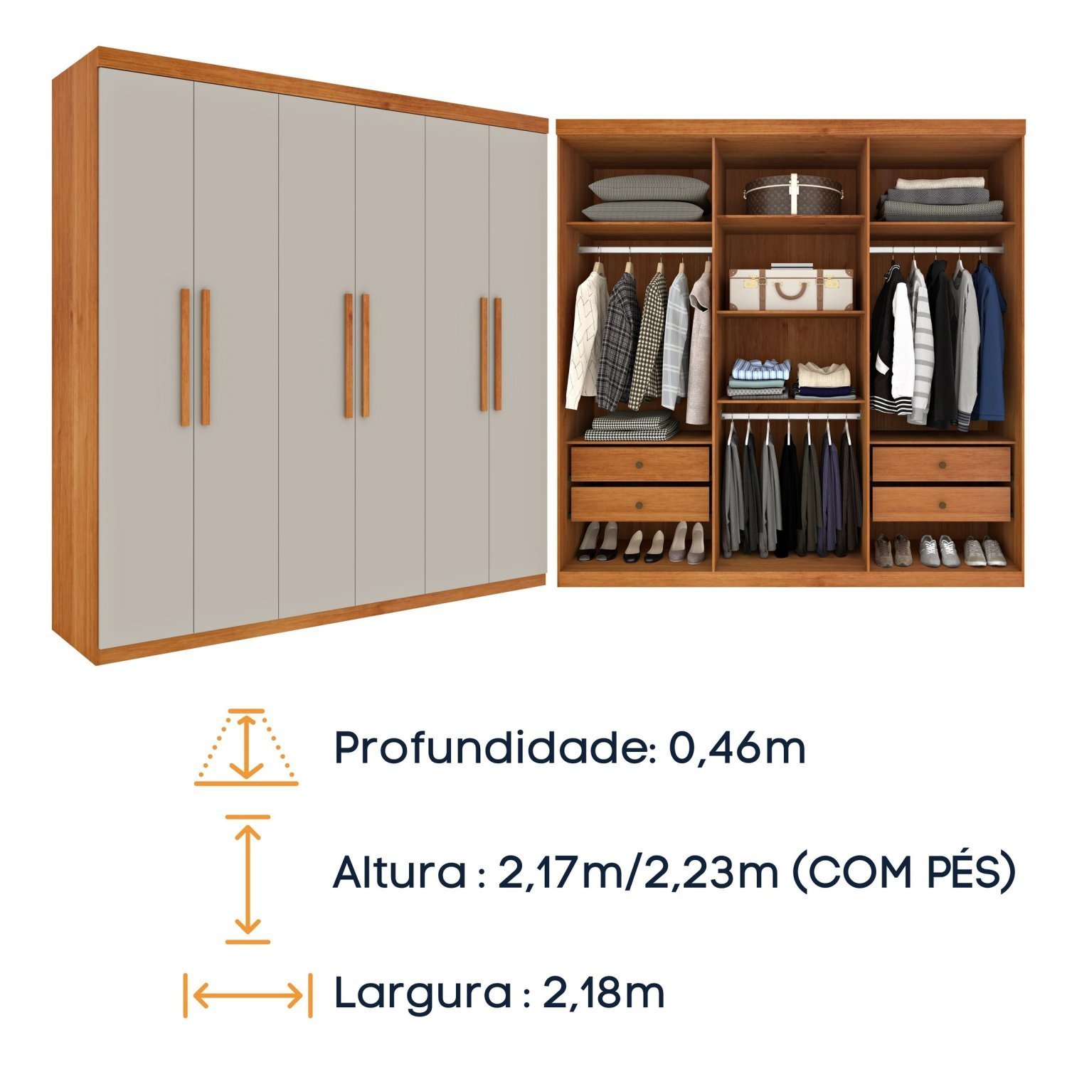 Guarda-roupa Casal 6 Portas 4 Gavetas Lua Espresso Móveis - 7