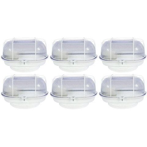 Kit 6 Arandela Oval Branca Tipo Tartaruga Interior Exterior