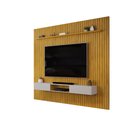 Ver imagem 4 de Conjunto com Painel Ripado e Bancada Suspensa 275cm Trento para Sala de Estar Cedro Bali DJ Móveis