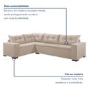 Ver imagem 2 de Sofá de Canto Fixo 5 Lugares 300x210cm Veludo Bege Molas Bonnel Oslo