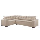 Ver mais imagens de Sofá de Canto Fixo 5 Lugares 300x210cm Veludo Bege Molas Bonnel Oslo