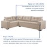 Sofá de Canto Fixo 5 Lugares 300x210cm Veludo Bege Molas Bonnel Oslo - 5