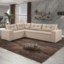 Ver imagem 1 de Sofá de Canto Fixo 5 Lugares 300x210cm Veludo Bege Molas Bonnel Oslo