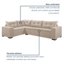 Ver imagem 3 de Sofá de Canto Fixo 5 Lugares 300x210cm Veludo Bege Molas Bonnel Oslo