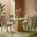 Ver imagem 3 de Conjunto Mesa Moderno Cadeiras Compacta Jantar Vidro Suede Capuccino Liso