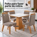 Ver imagem 3 de Conjunto Mesa Moderno Cadeiras Compacta Jantar Vidro Suede Capuccino Liso
