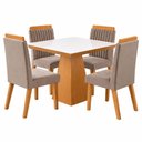 Ver imagem 2 de Conjunto Mesa Moderno Cadeiras Compacta Jantar Vidro Suede Capuccino Liso