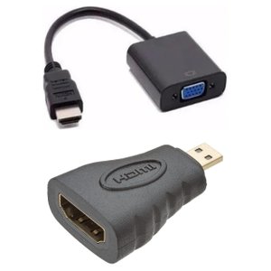 Conversor Hdmi X Vga + Adap Hdmi F X Micro Hdmi M - Tebera