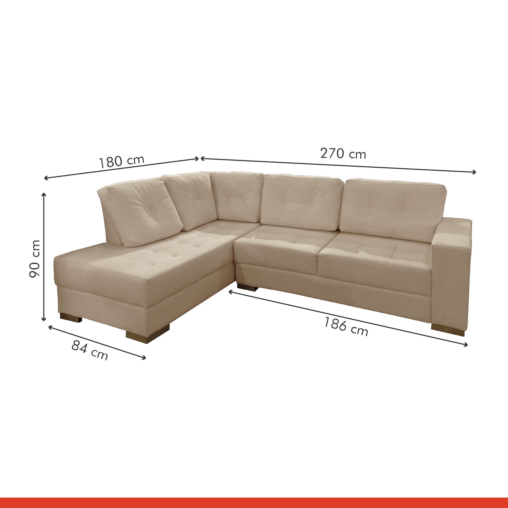 Sofá de Canto com Almofadas 5 Lugares M113 - 5