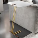 Ver imagem 2 de Mesa Apoio Lateral para Sofá Lisboa Pé Dourado LarFlex:Branco