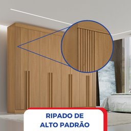 Guarda-roupa Casal MDF 08 Portas Império Ripado - 10