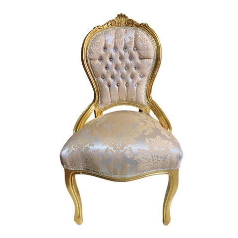 Cadeira de Jantar Clássica Bege com Dourado 109x54x60cm