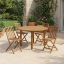 Ver imagem 1 de Conjunto Mesa com 4 Cadeiras de Madeira Maciça Dobráveis para Jardim e Varanda Yescasa Aster