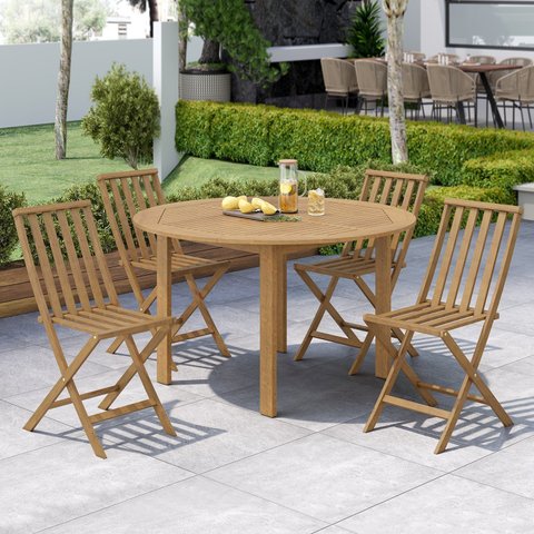 Conjunto de Mesa Redonda e 4 Cadeiras Dobráveis Aster Yescasa