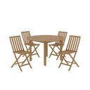 Ver imagem 2 de Conjunto de Mesa Redonda e 4 Cadeiras Dobráveis Aster Yescasa Marrom/Madeira