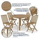 Ver imagem 4 de Conjunto Mesa com 4 Cadeiras de Madeira Maciça Dobráveis para Jardim e Varanda Yescasa Aster