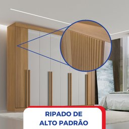 Guarda-roupa Casal MDF 8 Portas Imperio Ripado - 10