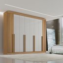 Ver imagem 1 de Guarda-Roupa Casal 100% MDF 8 Portas 8 Gavetas Imperio Ripado Cinamomo/Off White