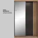 Ver mais imagens de Guarda Roupa Casal com Espelho 3 Portas de Correr e 4 Gavetas Moema Amêndola Touch/nude-preto Prime