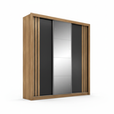 Ver imagem 5 de Guarda Roupa Casal com Espelho 3 Portas de Correr e 4 Gavetas Moema Amêndola Touch/nude-preto Prime