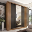 Ver imagem 2 de Guarda Roupa Casal com Espelho 3 Portas de Correr e 4 Gavetas Moema Amêndola Touch/nude-preto Prime